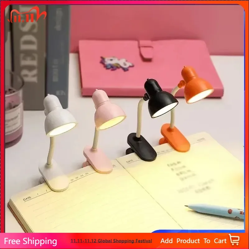 

Reading Light Adjustable Clip Mini Desktop Table Lamp Battery Powered Camping Portable Clamp Night Light, Yellow