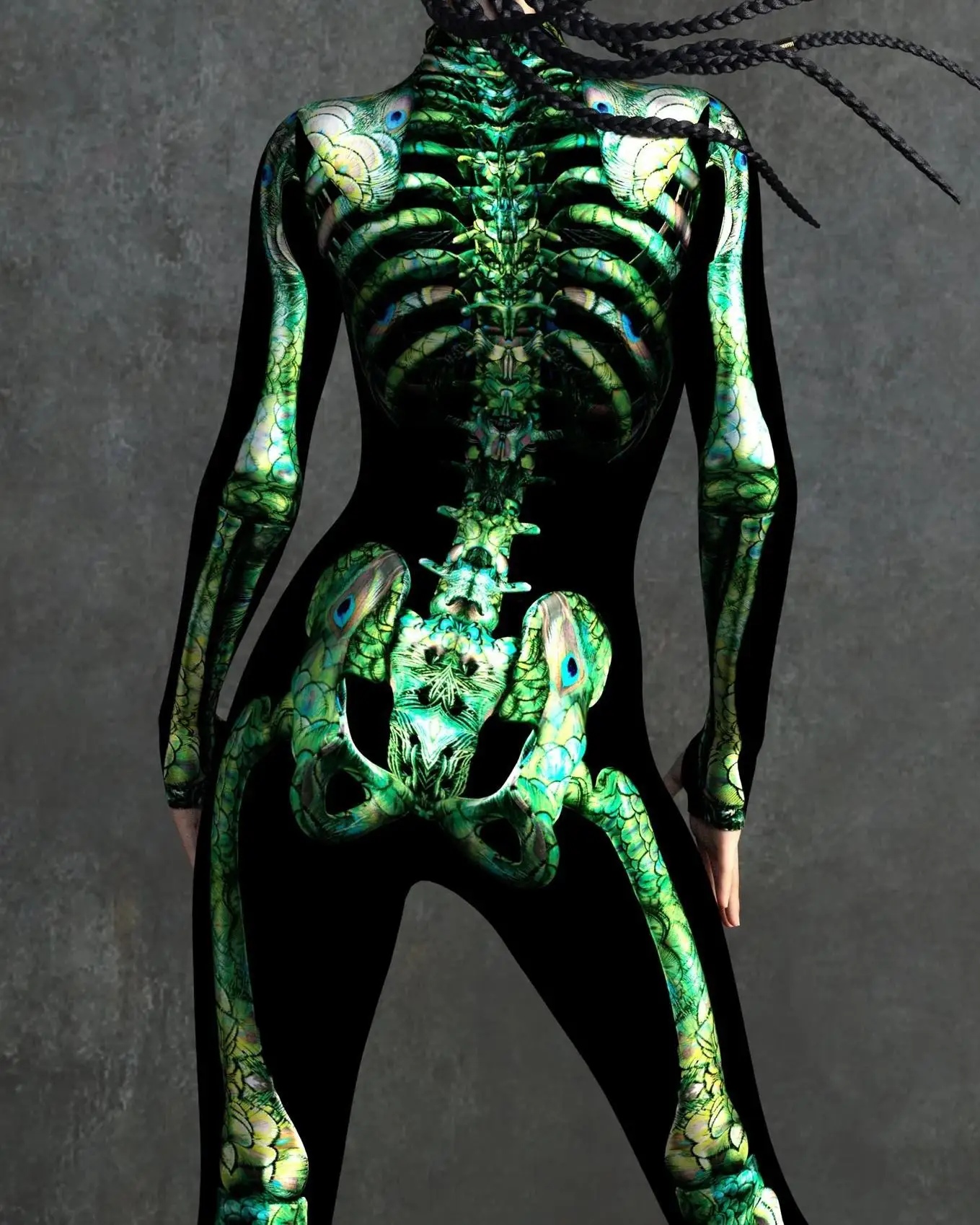 Karneval Totenkopf Party Bodysuit Damen Sexy Horror-Print Jumpsuit Feiertagsparty Maskerade Catsuit Kostüm Einzigartiges Aerial Yoga Set – Detail 10