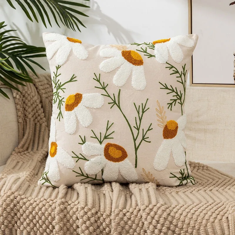Soft Peach Skin 2D Flower Print Cushion Cover Decorative Floral Pillowcase Sofa Couch Room Home Decor Square Pillow Cover Gift