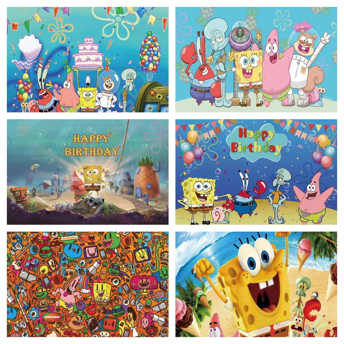 

Bandai SpongeBobs Birthday Party Supplies Photo Backdrop Baby Shower Event Decoration Props Banner Background For Photography