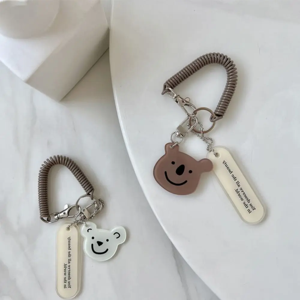 Cartoon Bear Spring Coil Key Chain Sweet Key Holder Korean Style Cartoon Lanyard Acrylic Key Ring Ornaments Gift