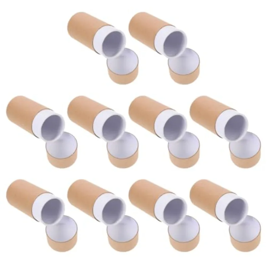 

Kraft Paper oxes wit Lids 5.3X4.6X2.3 Inc Round Cylinder Packaging Tues for ential Oil ottles Small Item Stora Diy Crafts Tea a