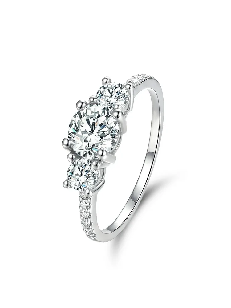 925 Sterling Silber Klassischer 0,5CT Halb-Eternity-Ring mit Zirkonia für Damen, Jahrestag, Party, Hochzeit, Luxus-Schmuck von hoher Qualität – Detail 4