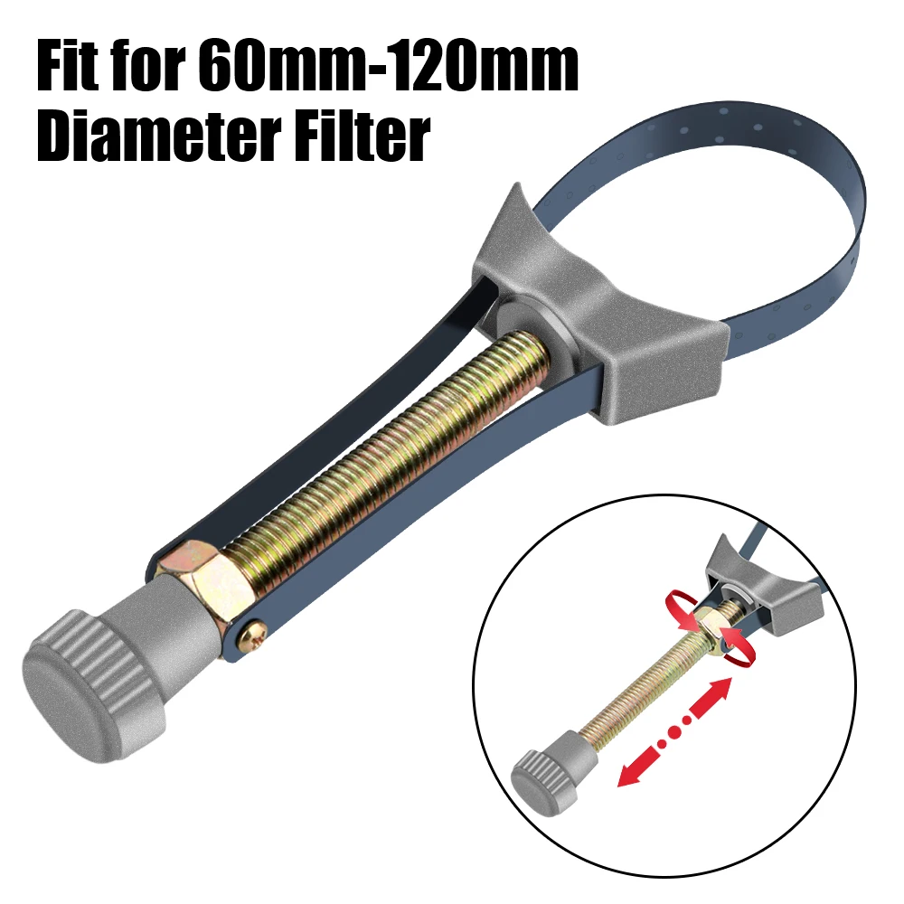 Car Oil Filter Removal Tool Hand Tools Adjustable 60mm to120mm Diameter Steel Strap Wrench