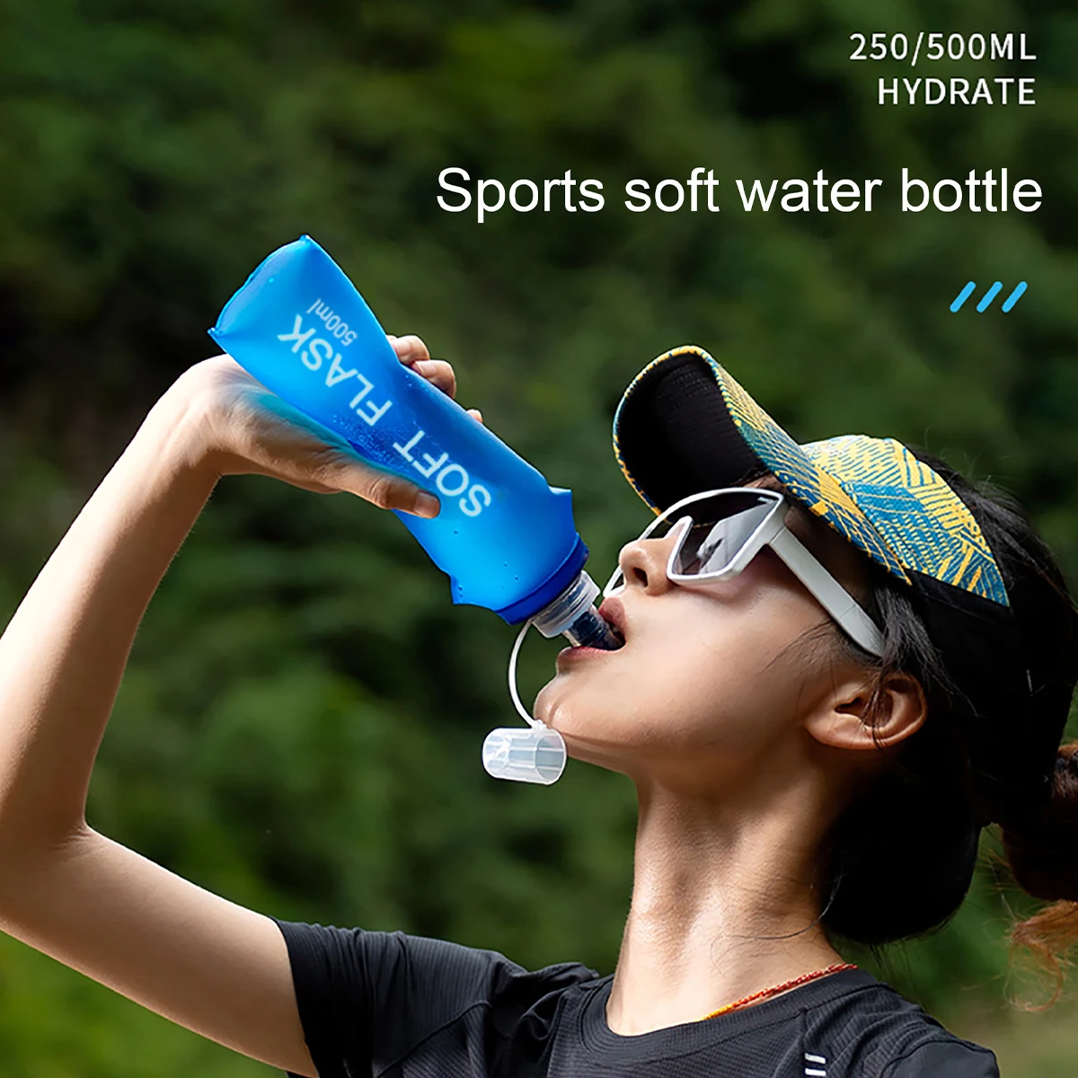 250ml 500ml Water Bottle TPU Folding Soft Flask Sport Water Bag Collapsible Water Bottle Running Camping Hiking Cycling