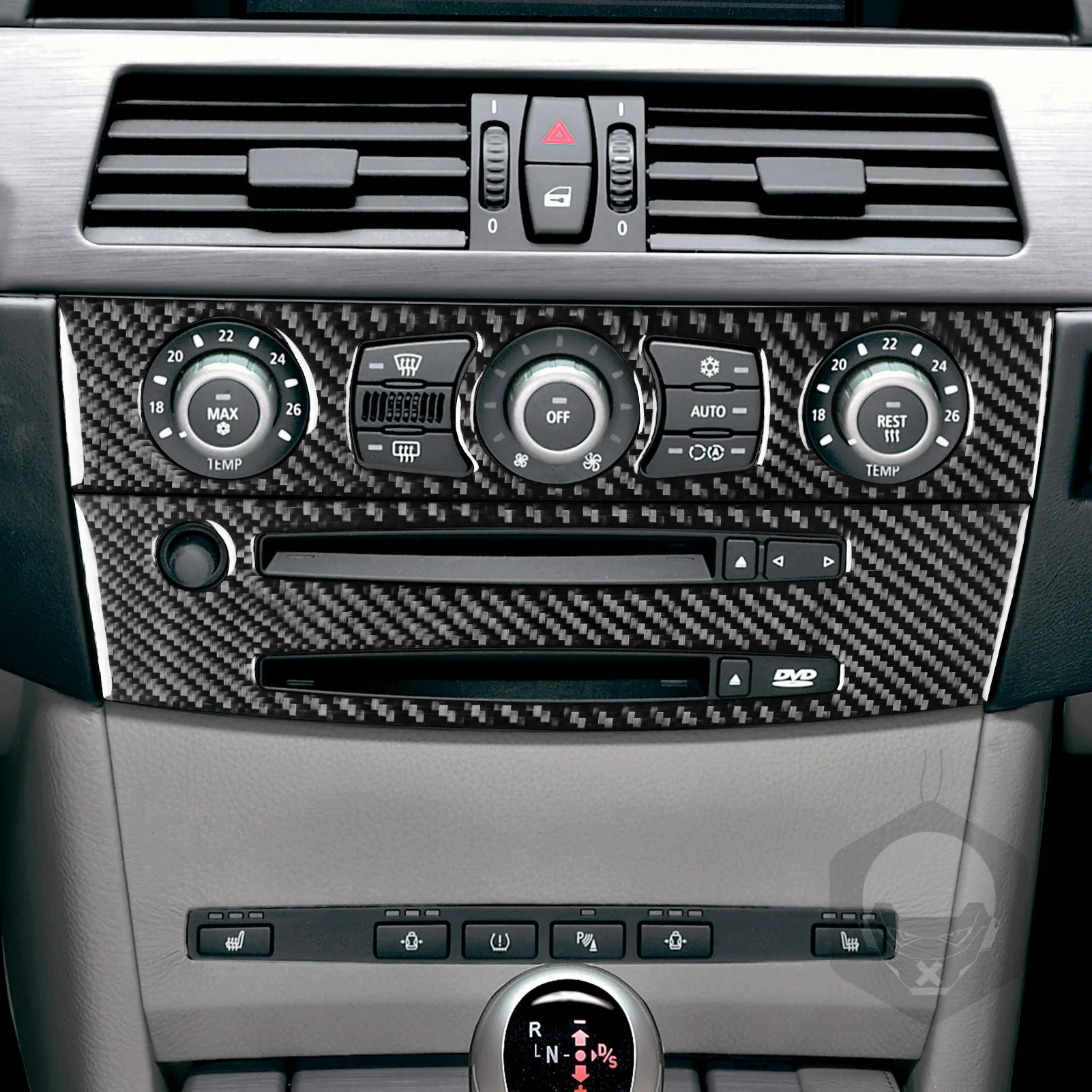 For BMW 5 Series E60 2004-2010 Accessories Carbon Fiber Car Interior CD Air Conditioning Control Panel Trim Sticker Decoration
