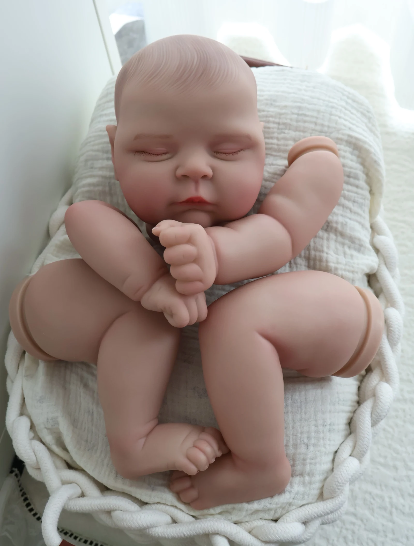 18-inch Resurrection Doll, Unassembled, Hand-Painted Hair, Separate Limbs, Handcrafted Toy