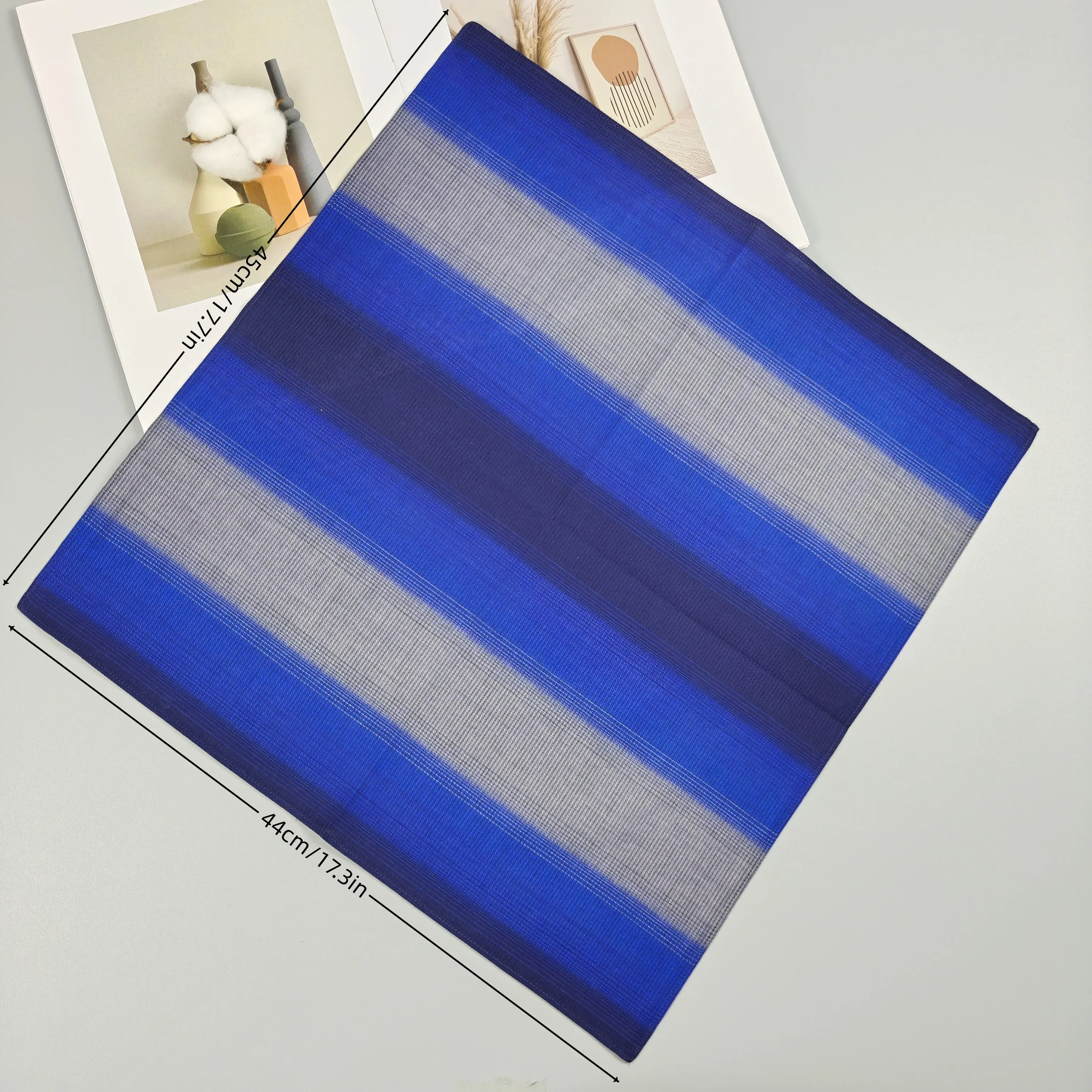 44cm/17.3in fashion new cotton handkerchief pocket scarf trend gradient stripes comfortable soft absorbent 2pcs combination