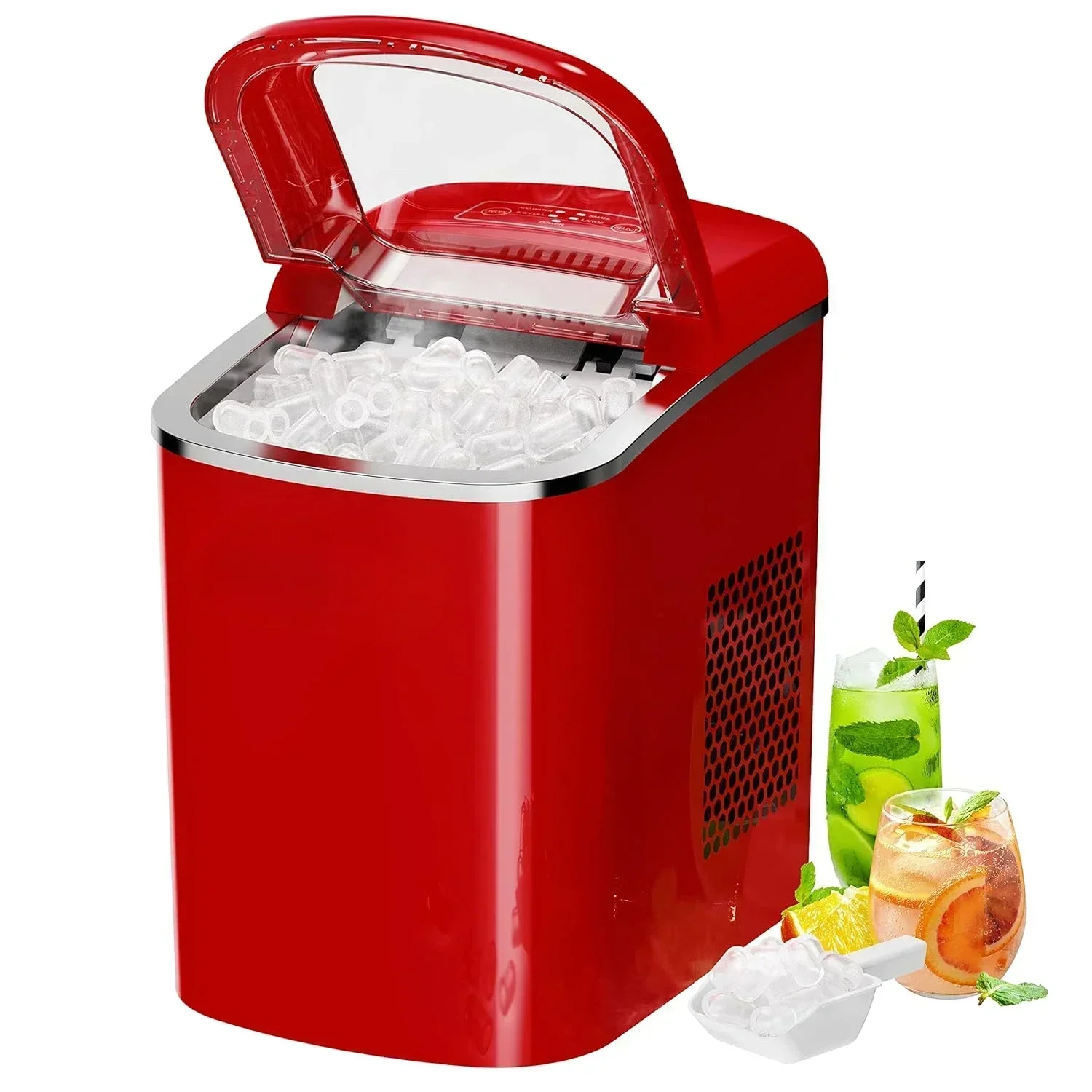 Portable Countertop Electric Ice Maker Machine, 26 lbs in 24 Hours, 9 Bullet Shaped Cubes Ready in 9 Minutes