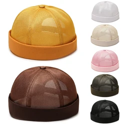 Quick Dry Brimless Hat Lightweight Daily Beanie Mesh Beanie Docker Cap Sailor Rolled Cuff Harbour Hat Casual Skullcap