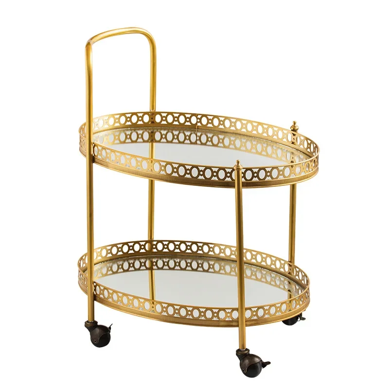 

Light luxury living room sofa coffee table rack, dining side cabinet movable dining cart, household cart storage rack