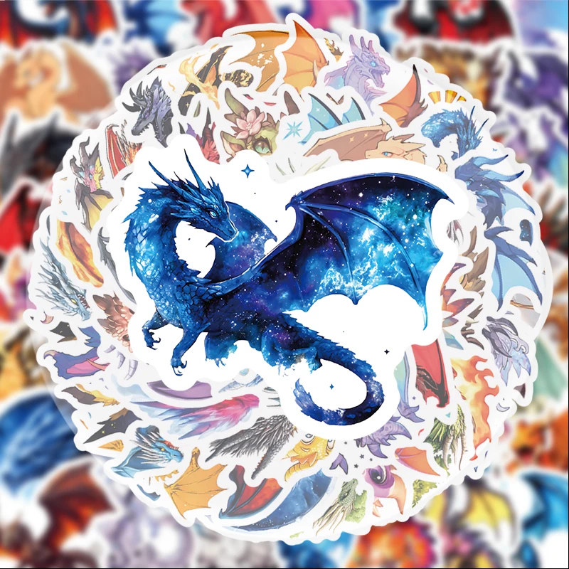

50 Fire-Winged Dinosaur Stickers, Suitable for Water Bottles, Laptops, Phone Decorations, Suitcases, Skateboards, Guitars, Gift Boxes, Party Decorations, Holiday Gifts