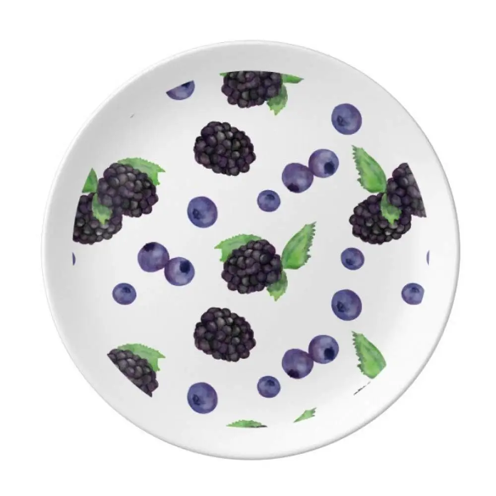 Blueberry Fruit Watercolor Illustration Pattern Plate Decorative Porcelain Salver Tableware Dinner Dish Decor Ceramic Plate