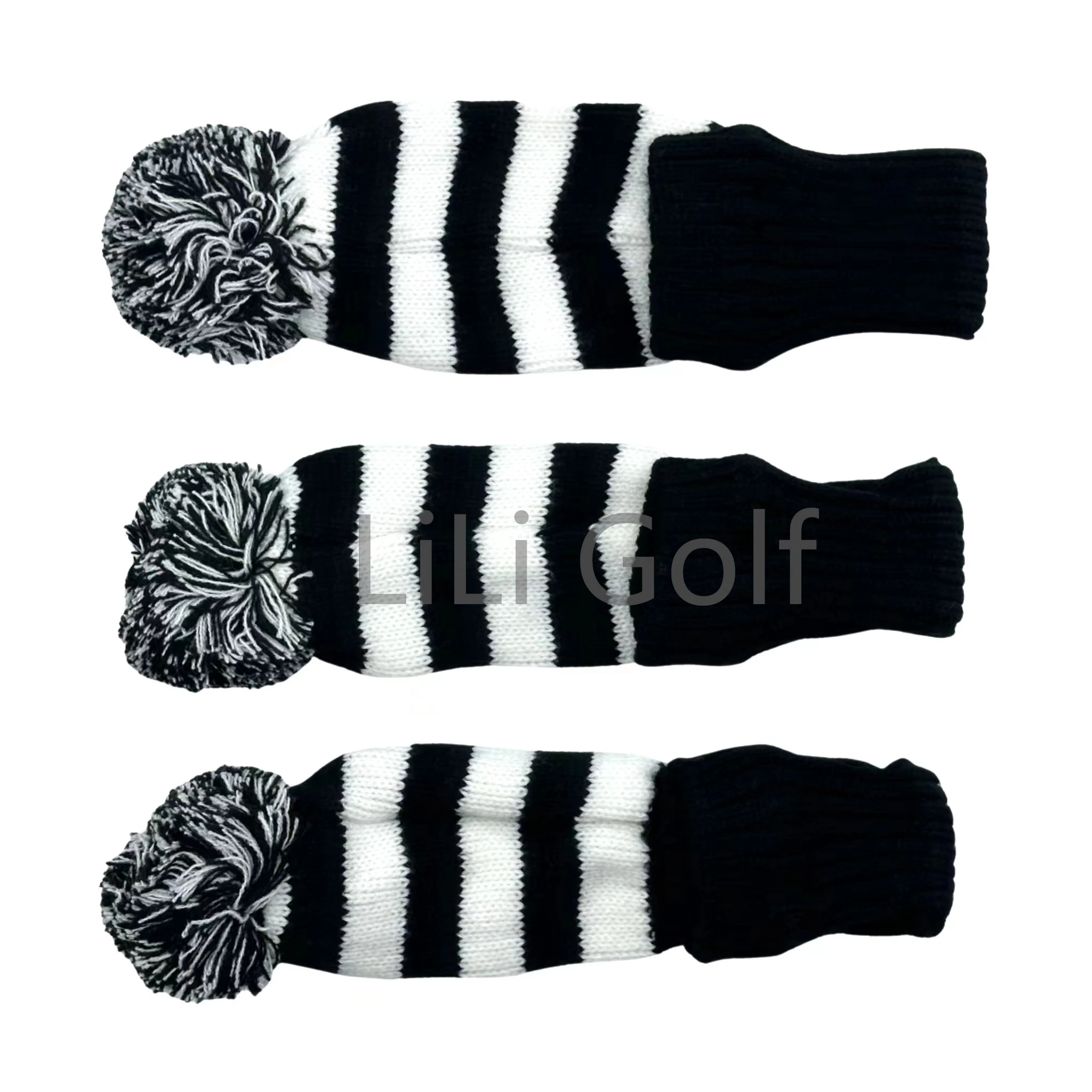 3 Pcs/set Golf Black White Pattern clubs Head cover Knitted Hybrid UT Driver Fairway Wood 1 3 5 Wood Knitting Cover