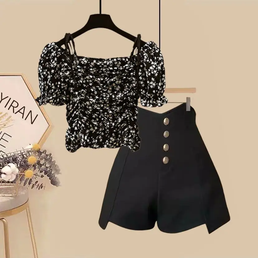 

Summer Faion Slimming ort Sve T-irt High Waist Versatile orts Set Women's Two-Piece Ensemble Street Sle Kit
