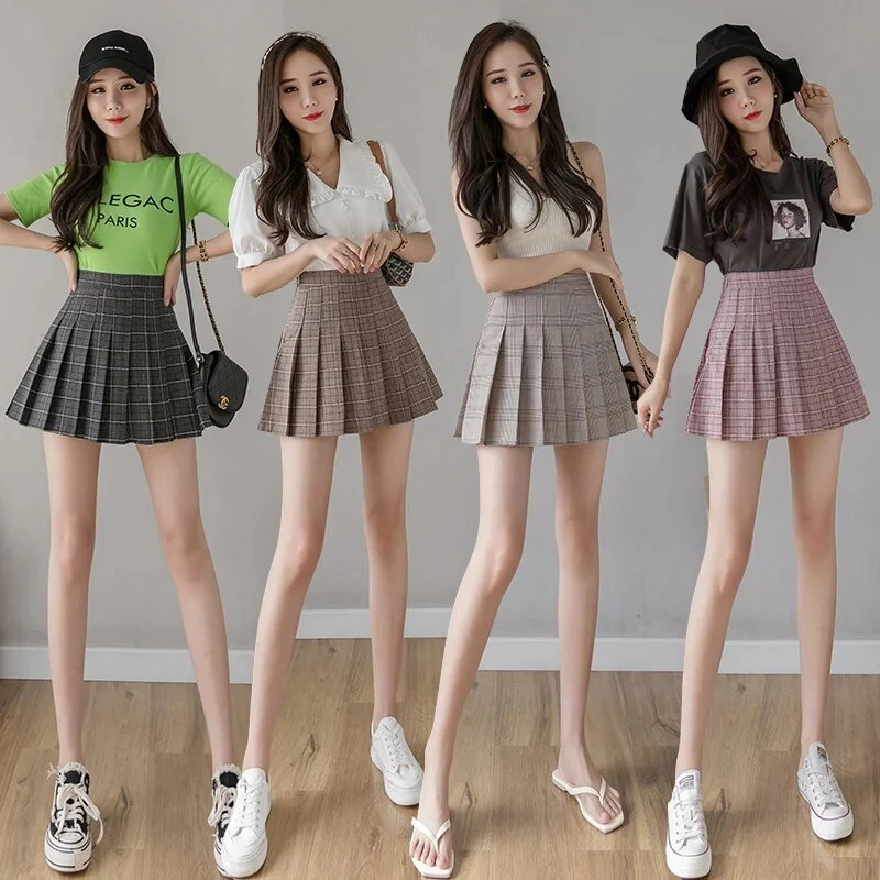 

Slim Fit Half-skirt Women Summer Autumn A- group Embroidery Student Skirt High Waist Pleated Short Skirt Urban Style