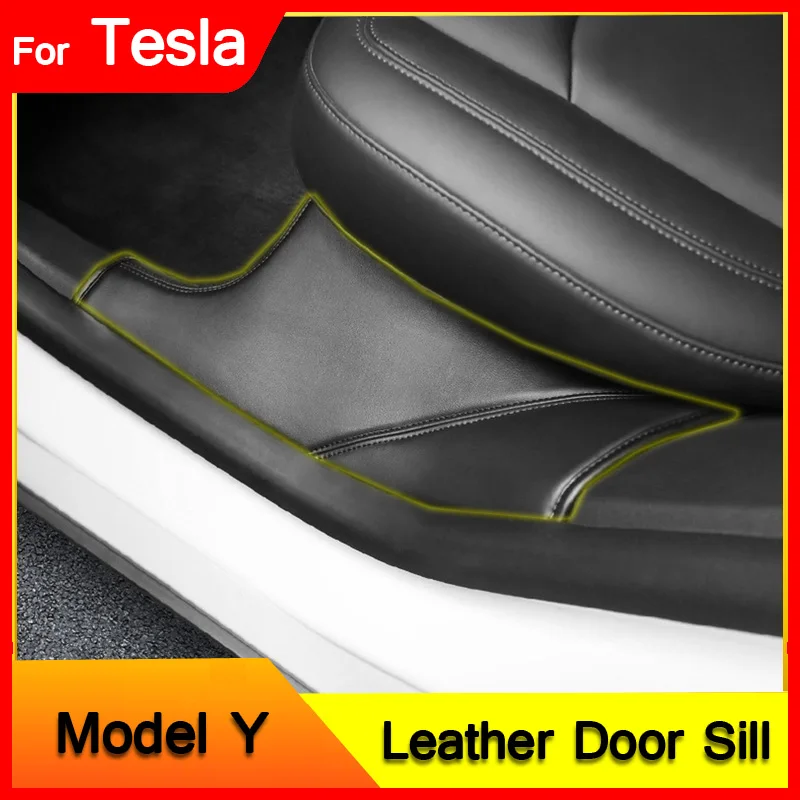 

For Tesla Model Y Rear Door Sill Guards Protector Cover 2pcs Anti-Kick Anti-dirty Mats Bumper Welcome Pedal Pad