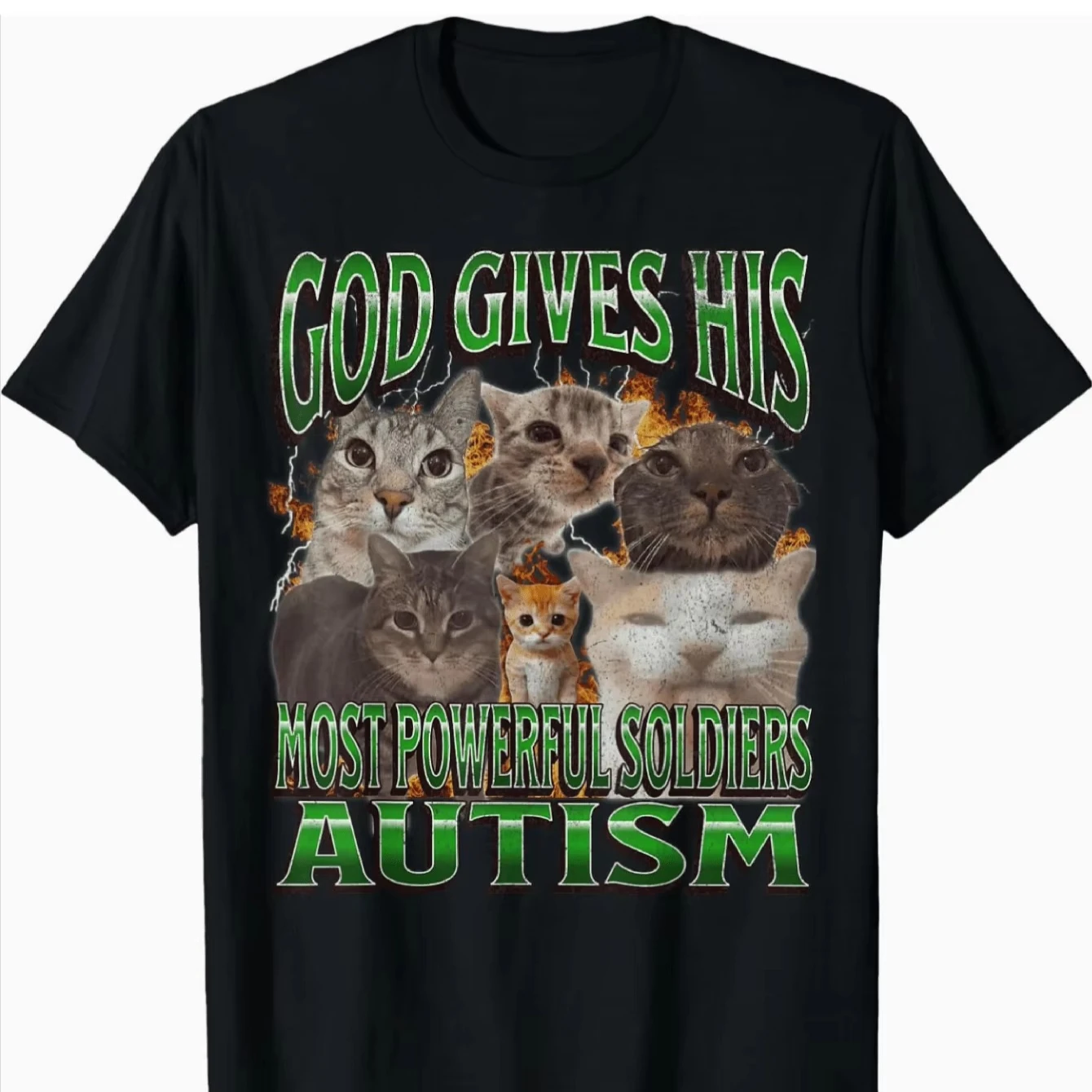 God Gave Him The Strongest Warrior Autism Cat Pattern T-shirt - Fun Autism Awareness Promotional T-Shirt Men Women Clothing Y2K