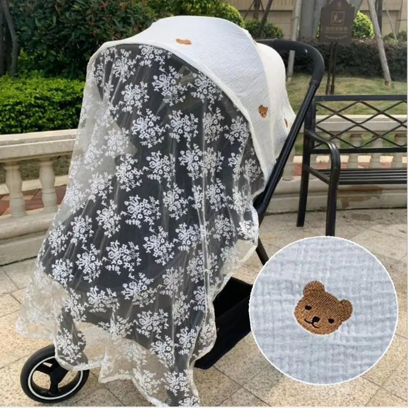 Baby Stroller Cover Gauze Sunshade Windshield Sunscreen Curtain Breathable Mesh