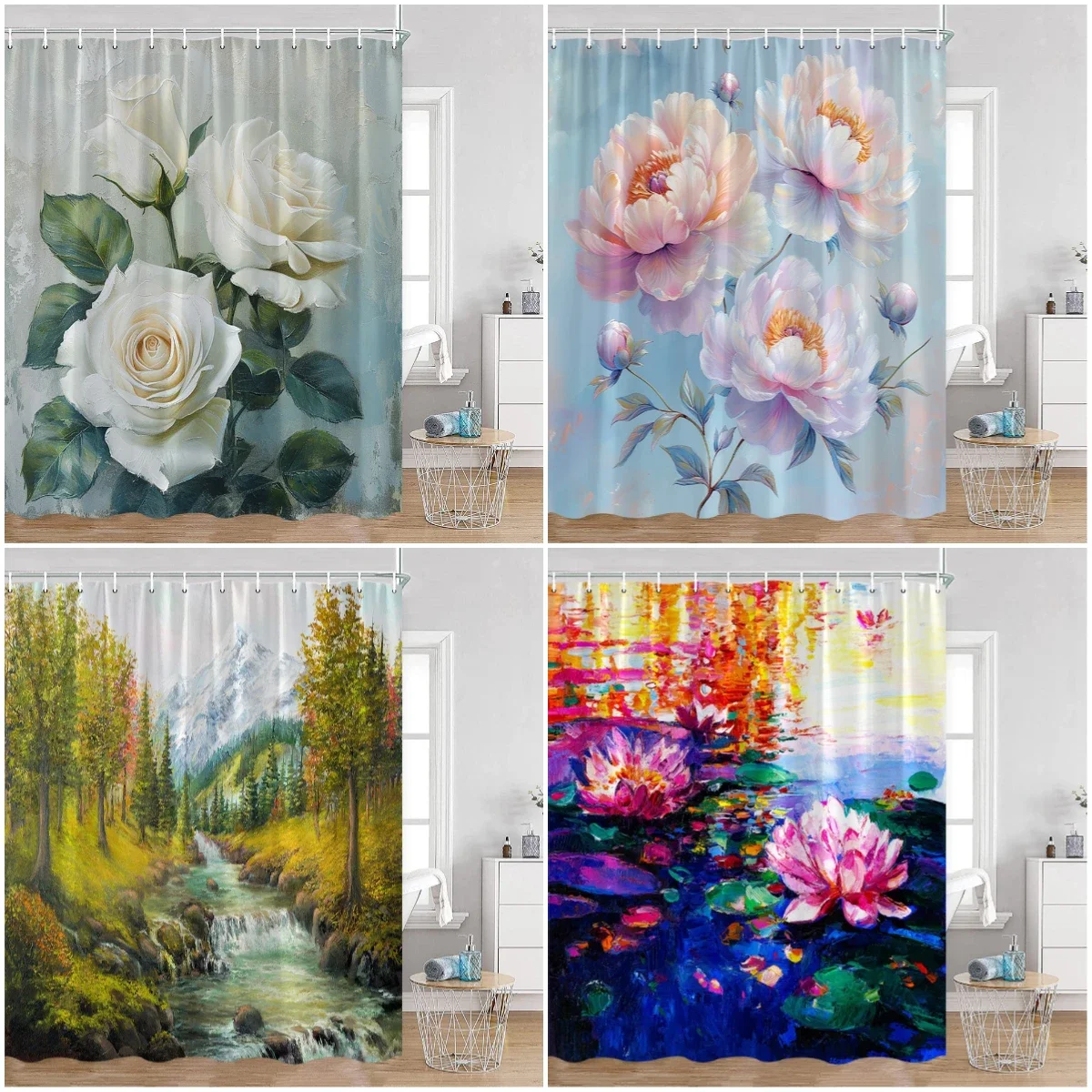 

Abstract Shower Curtains Nordic Mid-century Style Bathroom Decortaions Modern Minimalist Bathtub Curtain Polyester Bath Decor