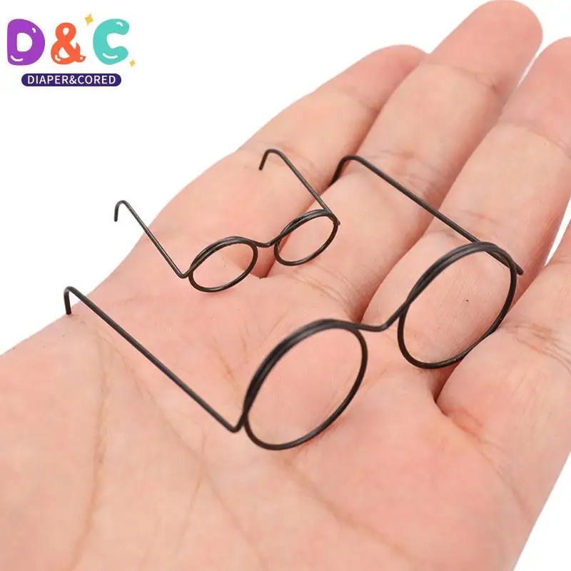 

2Pcs Fashion Retro Doll Glasses Round Frame Lensless Glasses Great Collection Fashion Retro For Doll Hot Sale