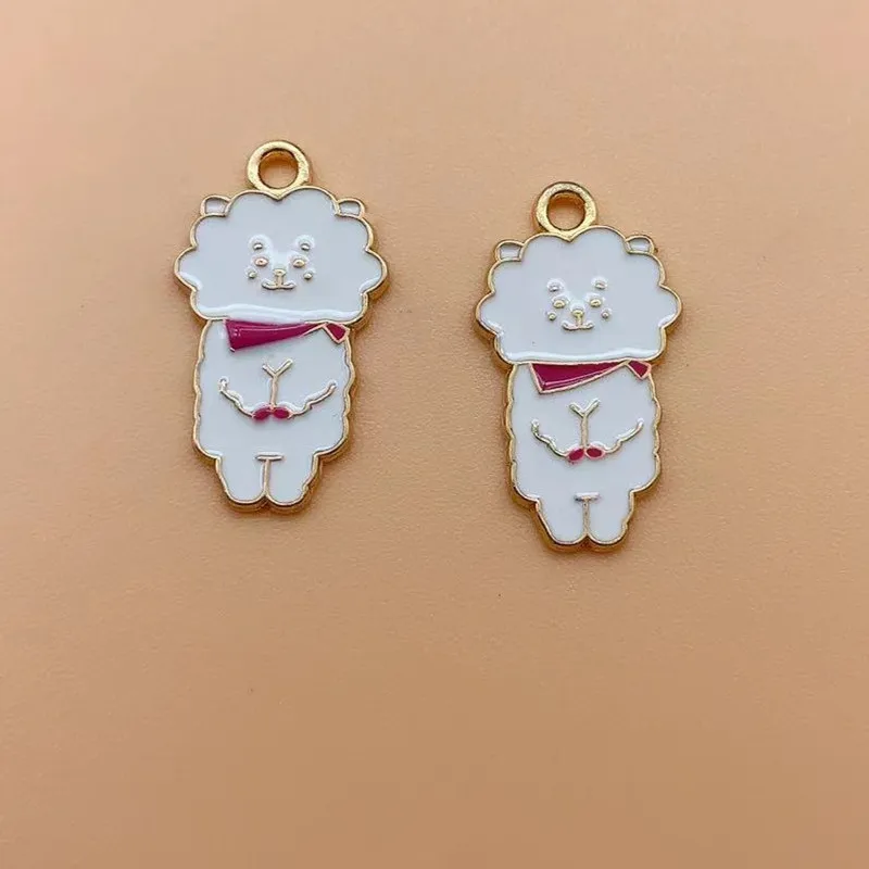 10pcs Alloy Drops Animal Bear Rabbit Dog Charm Pendant Necklace Keychain DIY Handmade Keychain Necklace cute earring charms