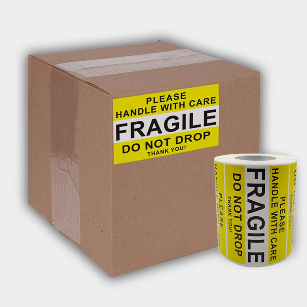 

1 Roll Fragile Warning Stickers Strong Adhesive Shipping Labels Safety Caution Decals Cargo Transport Moving Package Handling