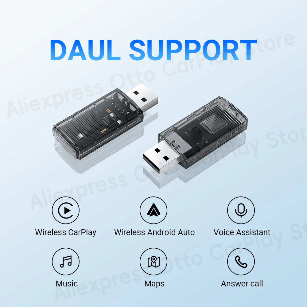 Mini Wireless CarPlay Android Auto Adapte 2 in 1 Car Accessories Car Play Dongle for iPhone and Android Phone New Arrivals 2024