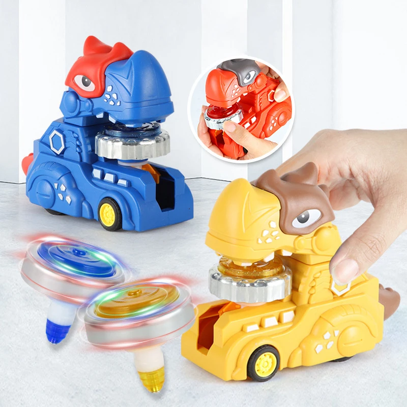 Bambini lega dinosauro giroscopio carro giocattoli divertimento luminoso contro l'inerzia competitiva giroscopio auto Combo ragazzi giocattoli regalo di compleanno