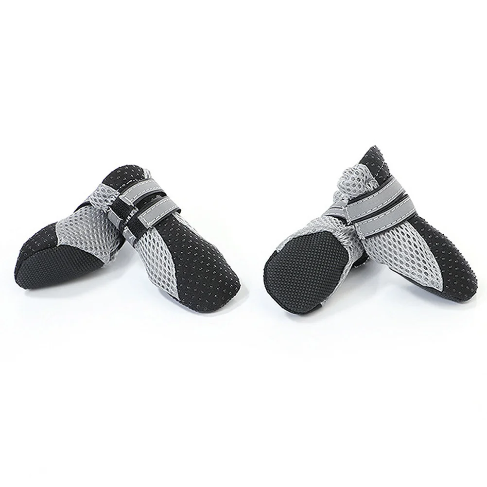 

4Pcs Dog Shoes Night Safety Reflective Breathable Summer Pet Walking Boots Black S Waterproof Non-Slip Waterproof Dog Boots