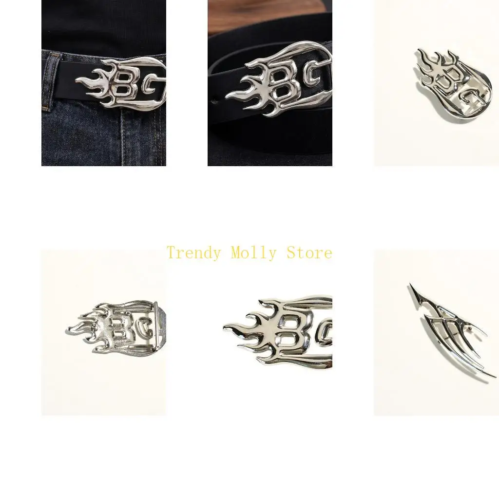 

N5KB Stylish Flame Belt Buckle Delicate Retro Unique Buckle Gift for Men Women