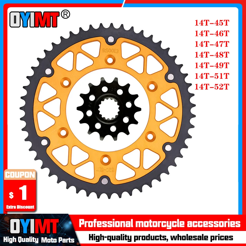 520 45T-52T 14T Motorcycle Front & Rear Sprocket For 620 640 690 790 890 LC4 ll R L Rally SMC SMR Adventure SM Ltd.Ed.