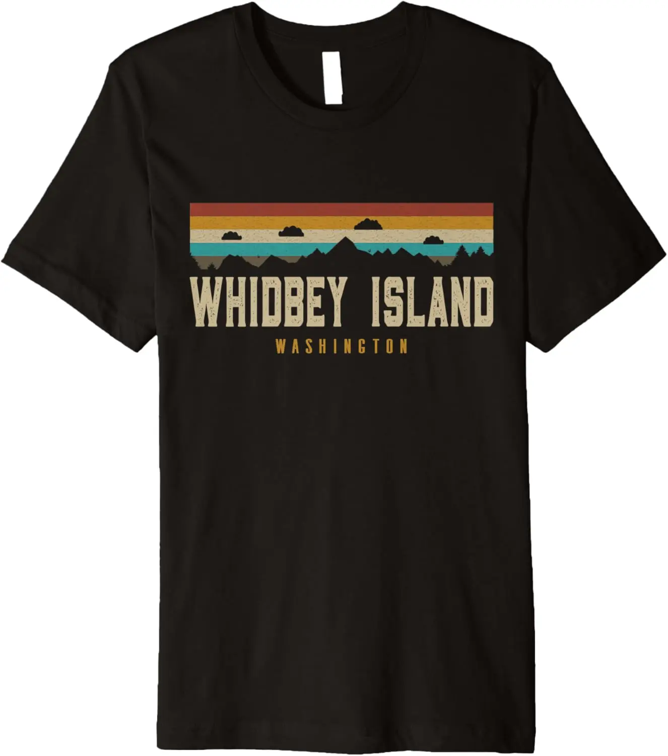 Whidbey Island Vintage Mountains Hiking Washington Retro Premium T-Shirt