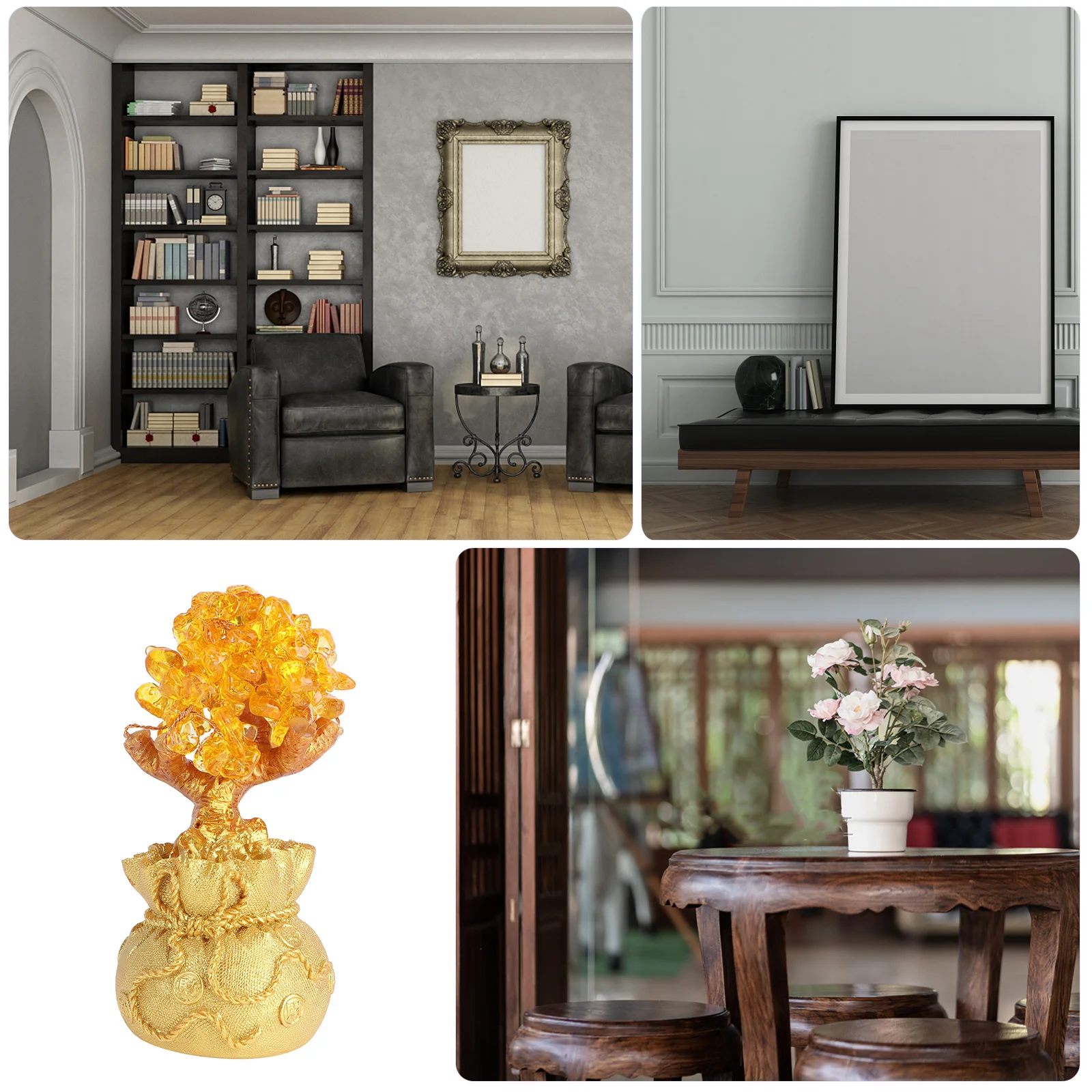 

1Pcs Crystal Money Tree Desktop Ornament Unique Bonsai Design Fortune Tree Decor Indoor Garden Decoration