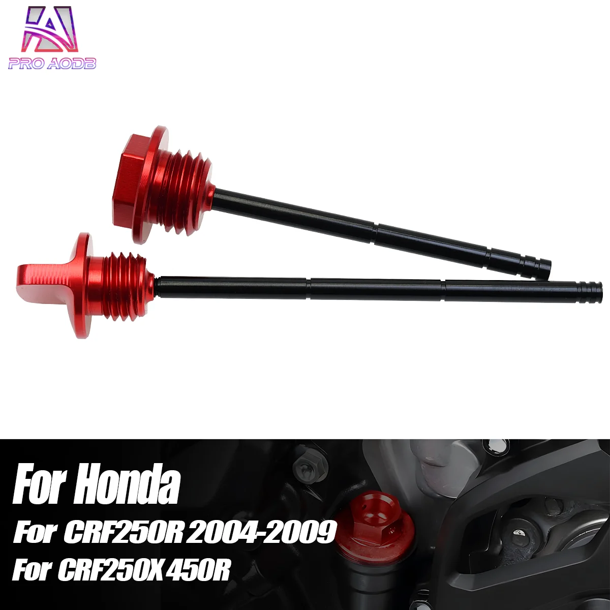 For Honda Motorcycle CNC Aluminum Red Oil Dipstick Gauge Plug Engine Cap Parts CRF CRF250R CRF250X CRF450R Off Road Dirt Bike