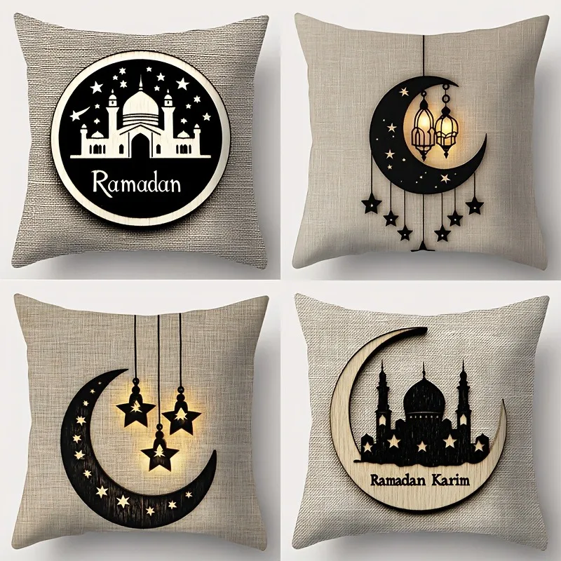 Ramadan decoration pillowcase home room decoration pillow cover Crescent Castle pattern living room Sofa cushion cover gift