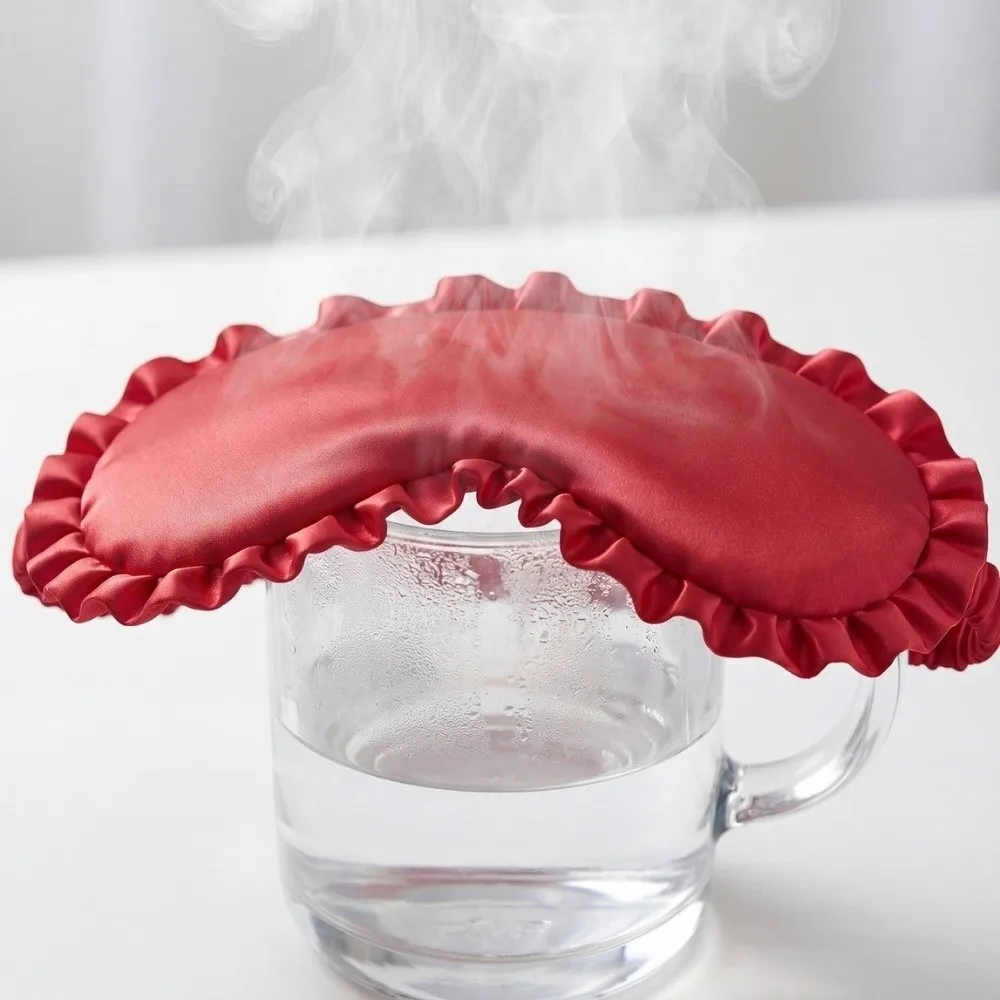 Silk Material Silk Ruffle Sleep Eye Mask Breathable Ruffle Design Eye Protection Mask Multicolor Soft Texture