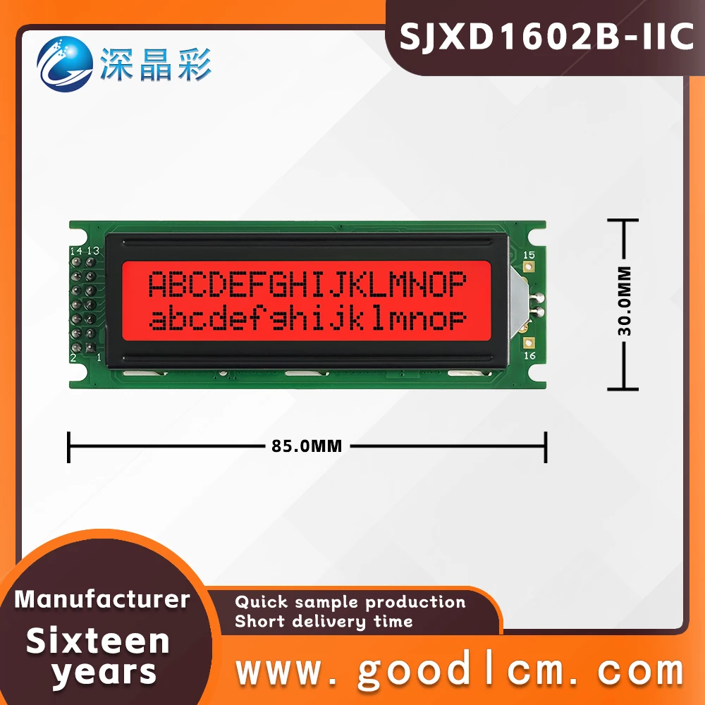 Russian language LCD 1602 screen module SJXD1602B-IIC FSTN Red Positive I2C/IC adapter board 16X2 character dot matrix screen