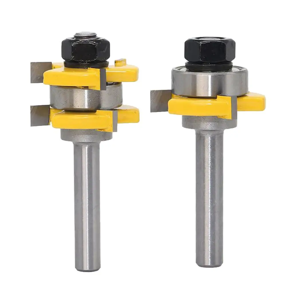 

Woodworking Tongue Groove Router Bit Carbide Mortising Tool Pair with 8mm Shank for Wood Router Projects