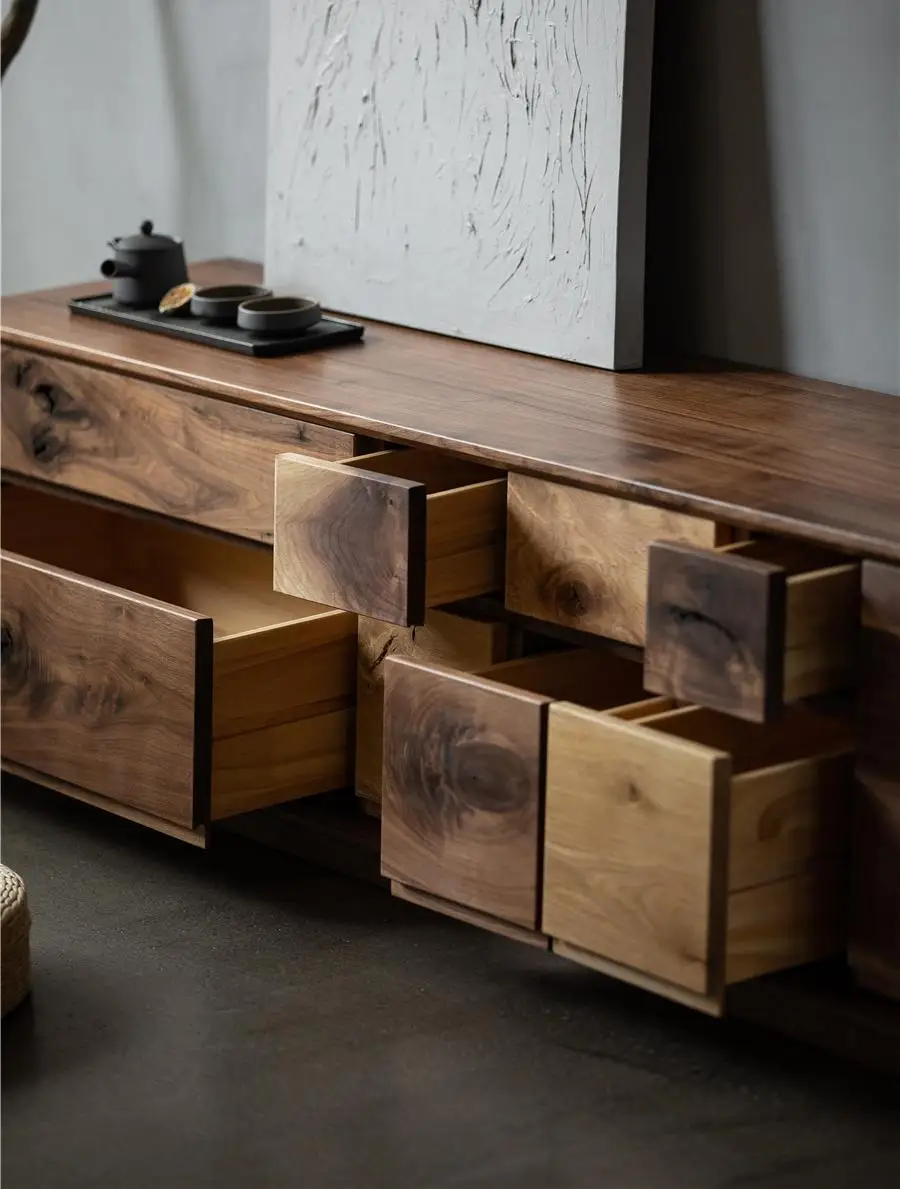 

# Modern Style TV Cabinet Living Room Storage Cabinet with Drawers Vintage Design Solid Wood Material Living Room Furniture