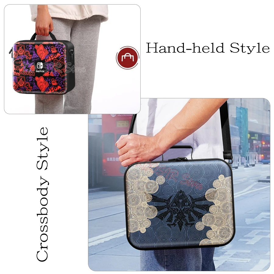 Newst intend D Switch-funda grande para Nintendo Switch, bolsa de almacenamiento, carcasa dura de piel, accesorios para juegos