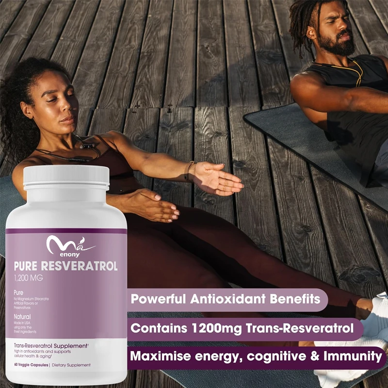 

Pure Trace Nutrients - Pure White Resveratrol - Extra Strength 1200mg Trans Resveratrol - Anti Aging, Immune Health 60 Capsules
