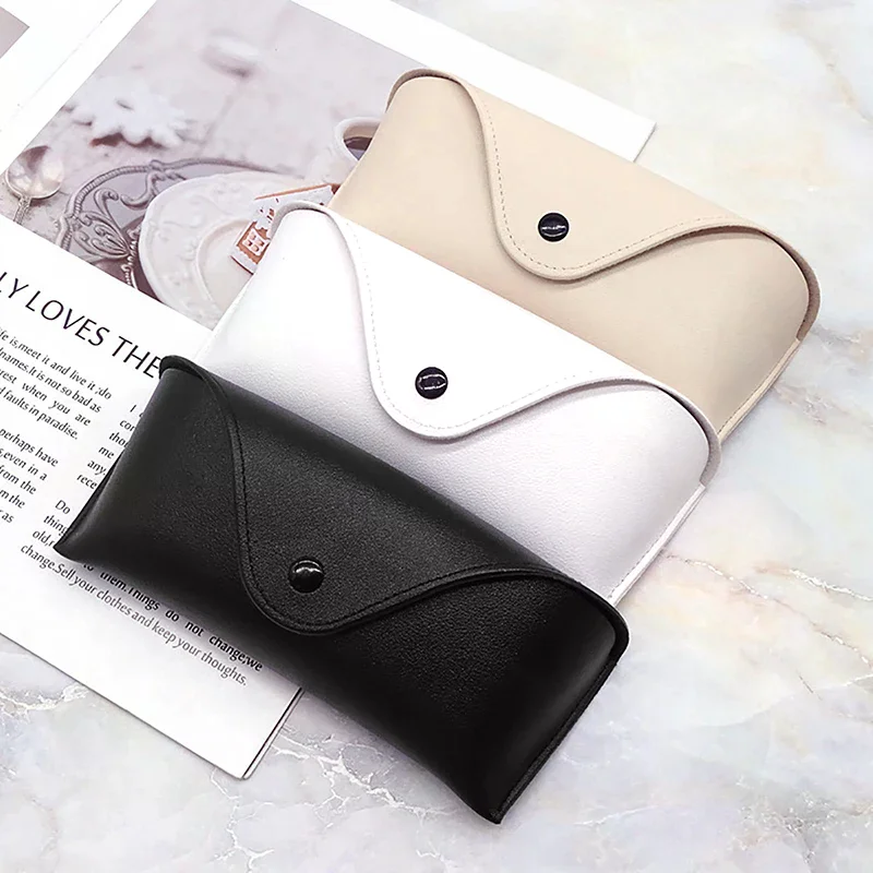 1pc Lightweight Portable Durable Leather Glasses Case Sunglasses Black Pouch Bag Eyewear Box Anti-Scratch Eyeglass Case Gift