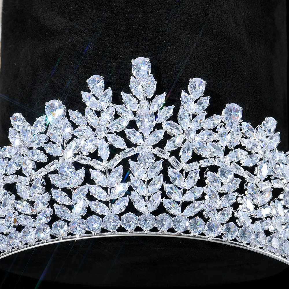 Princess Bridal Tiara Crown For Wedding Headpiece Zircon Crystal Crown For Queen Bride Headdress Women Diadem Prom Hair Jewelry