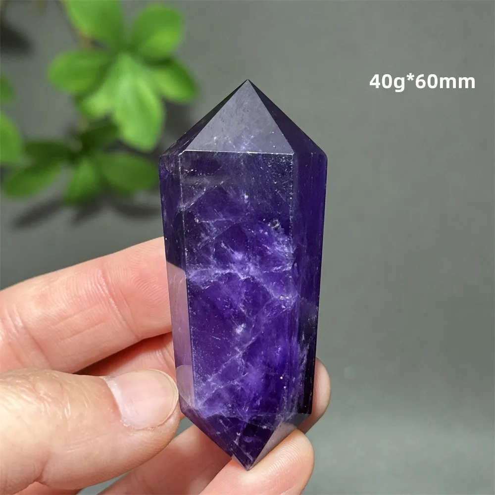 Natural Amethyst Double-Pointed Mineral Gem Energy Bar Healing Aura Crystal Wealth Home Garden Decoration Gift