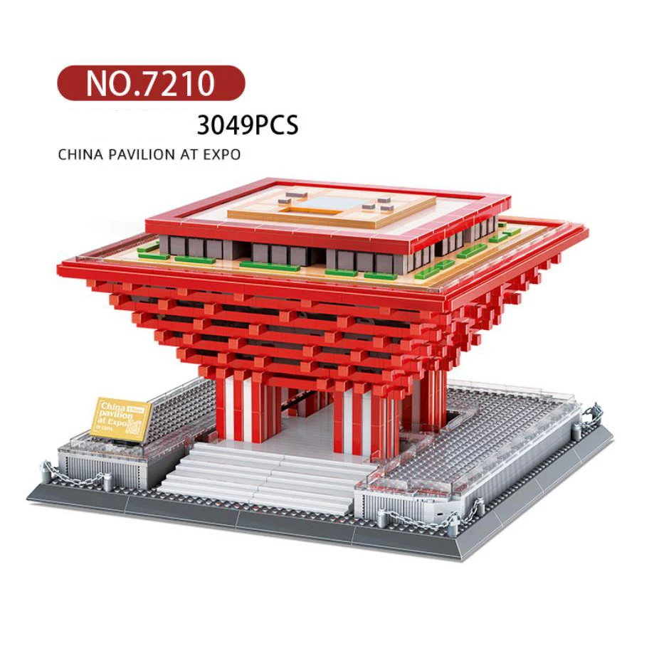 Creative Modern Architecture Building Block China National Pavilion of World Expo 2010 Shanghai Construction Model Bricks Toys