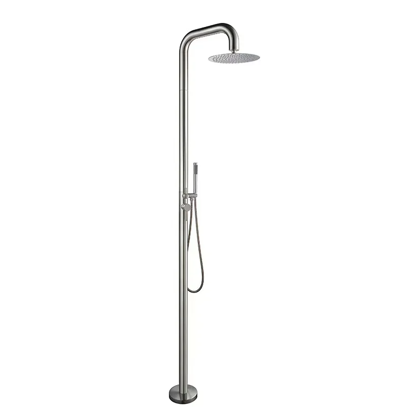 

Outdoor Floor Standing High-end Shower Head Stainless Steel Beach Faucet Hot and Cold Water Shower Set
