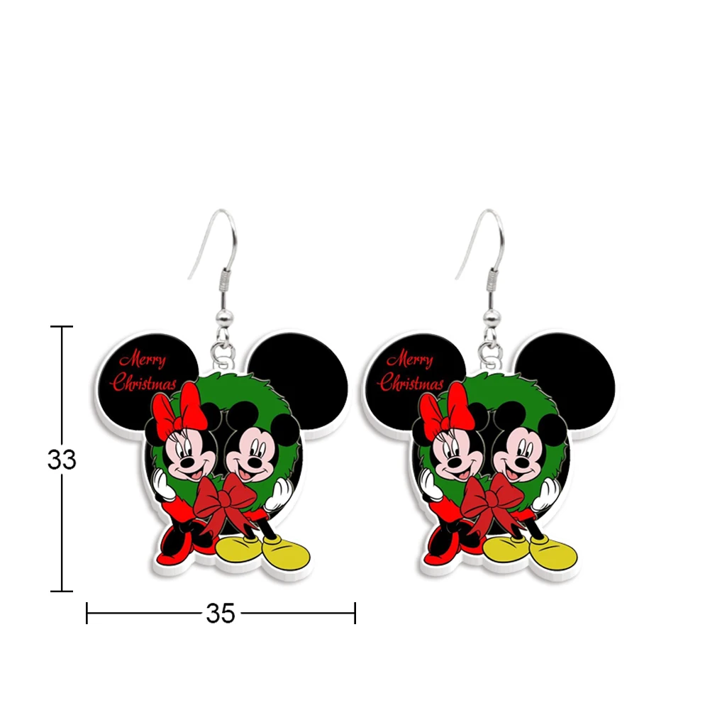 Unique Style Disney Mickey Cute Earrings Acrylic Pendant Ear Drop Earrings Xmas Jewelry Decoration Creative Gifts for Christmas