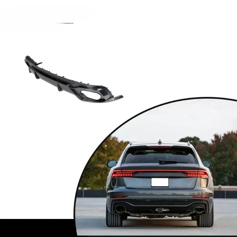 For Audi RS Q8 RSQ8 2021-2023 REAL CARBON FIBER Rear Bumper Diffuser Lip Spoiler