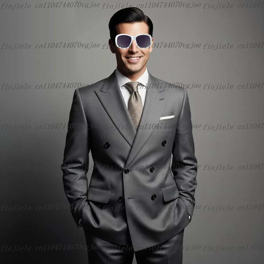

Новый формальный темно-серый мужской костюм для свадебной вечеринки, жениха, жениха, бизнеса, выпускного вечера, мужские смокинги на заказ, комплект из 2 предметов, куртка, брюки